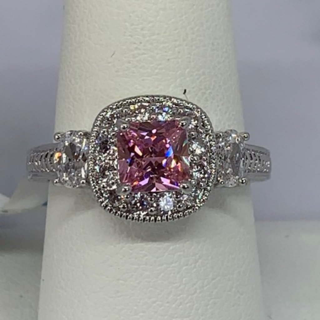 Rs Covenant Sparkling Clear & Pink Cz Ring